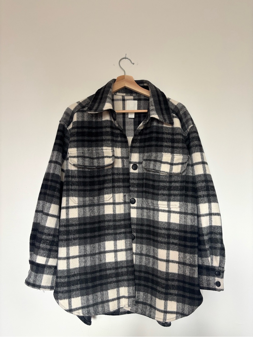 H&M Black and White Plaid Shacket